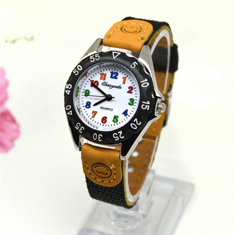 Cute Quartz Sports Casual Colorful Fabric Strap Children Wristwatches