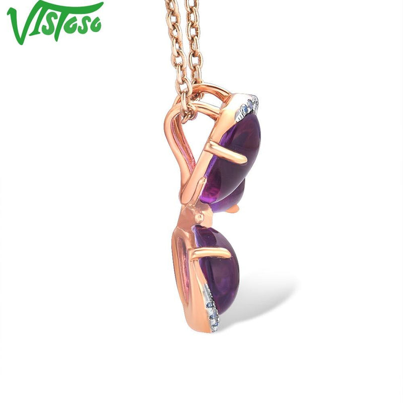 14K Rose Gold Amethyst and Diamond Butterfly Pendant for her