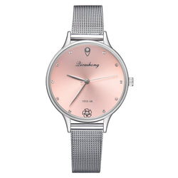 Fashion Colored Dial Quartz Women Wristwatch with Stainless Steel Band