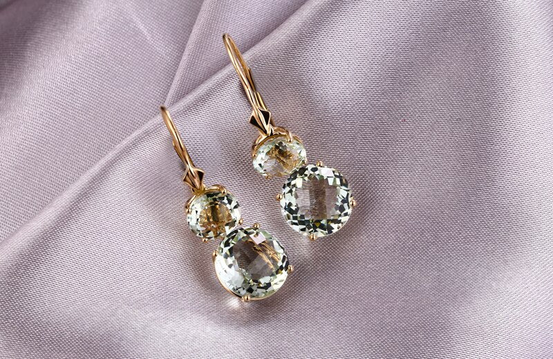 14K Gold Amethyst Drop Earrings for Women