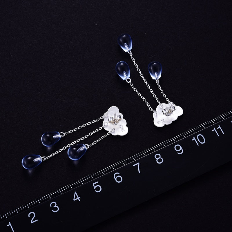 Sterling Silver Crystal Charm Drop Earrings for Women