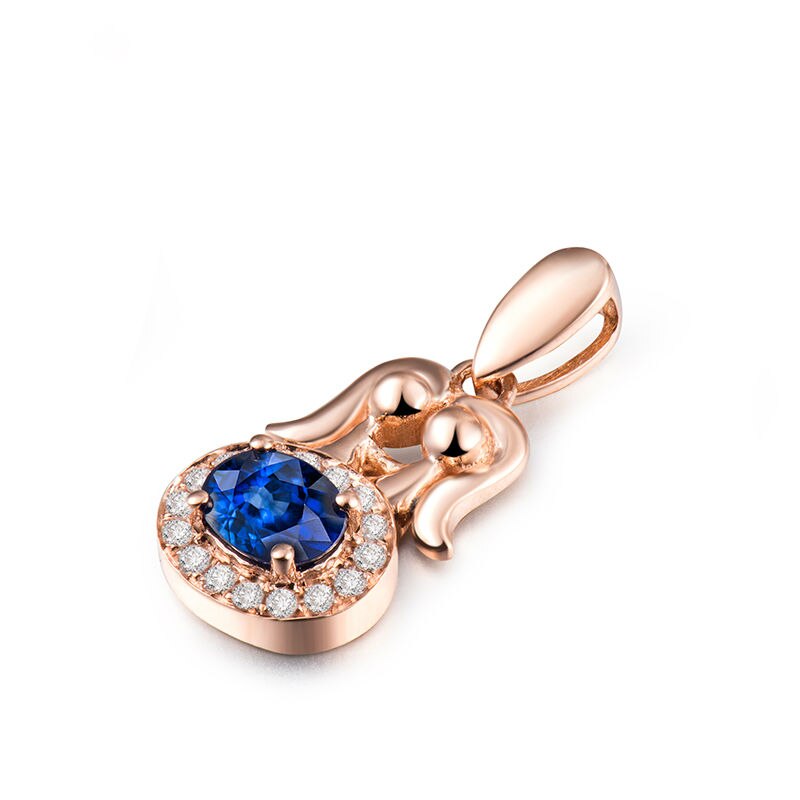 18K Rose Gold Sapphire Pendant for Women