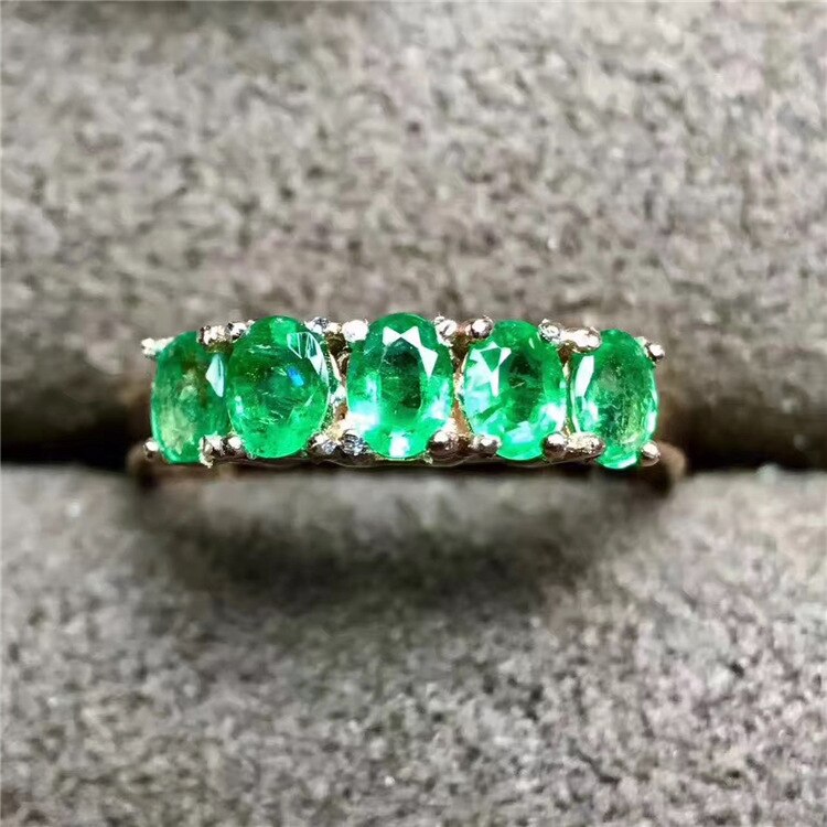 Sterling Silver Natural Emerald Ring