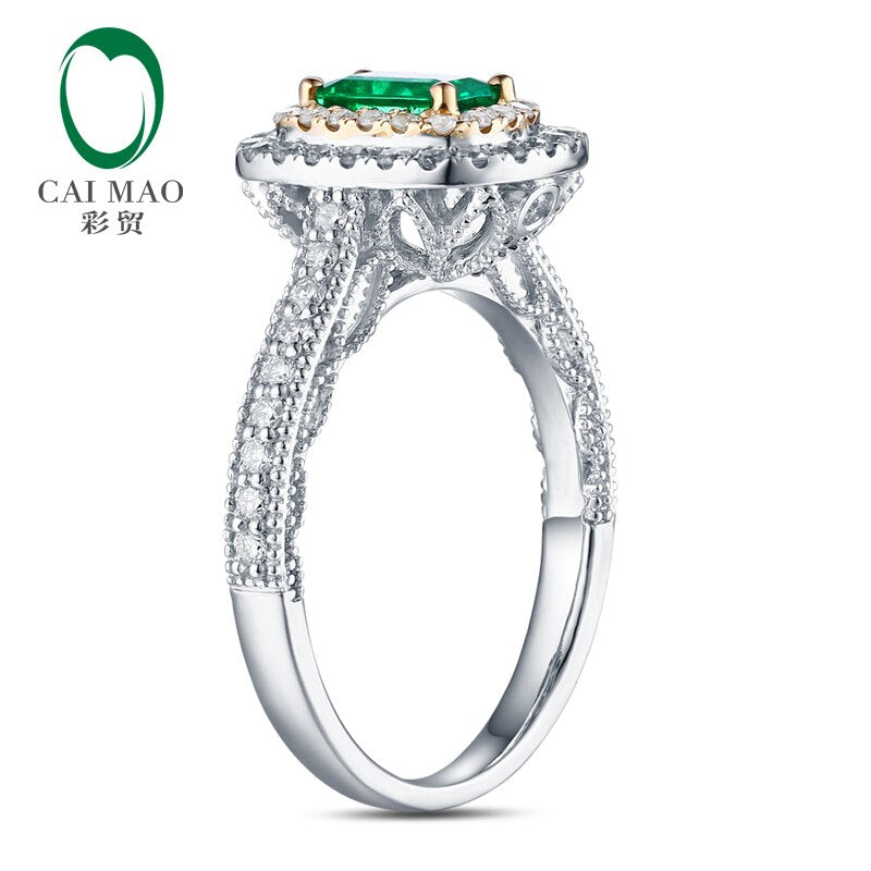 14kt Multi-Tone Gold 1.08ctw Emerald and Diamond Engagement Ring for Women