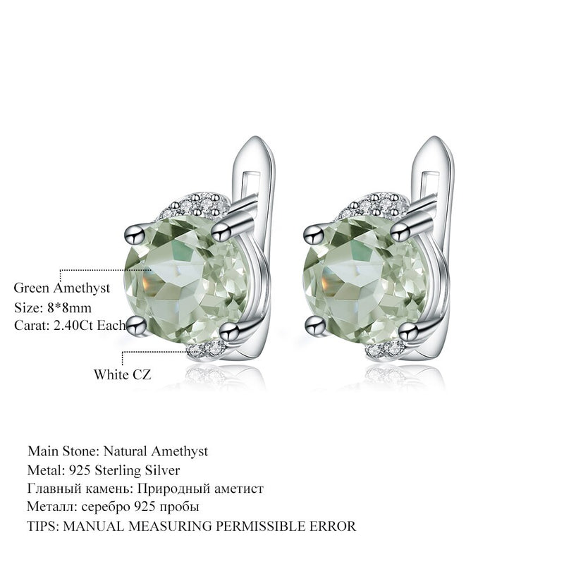 Gems Ballet 4.08t Natural Green Amethyst Prasiolite Earrings 925 Sterling Silver