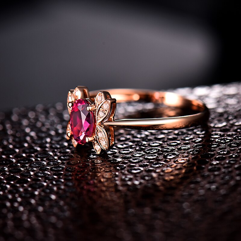 14K Rose Gold Pink Tourmaline Diamond Ring for Women