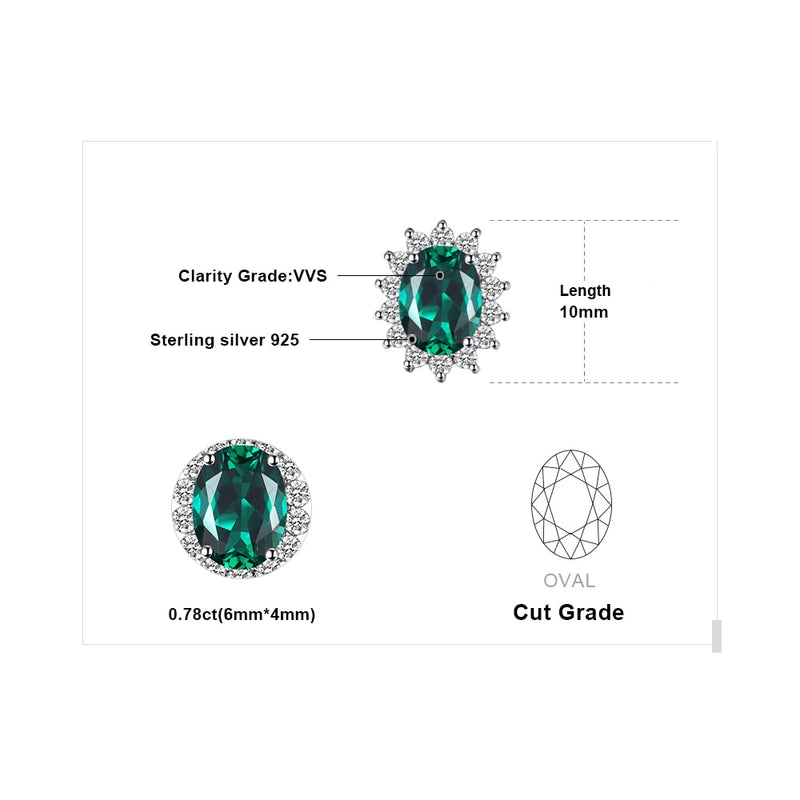 Sterling Silver Green Emerald Simulated Gemstone Crown Earrings for Women