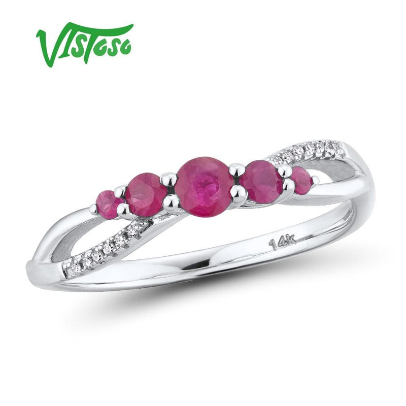 VISTOSO 14K Rose Gold Genuine Shiny Diamond Fancy Sapphire/Ruby/Emerald Ring