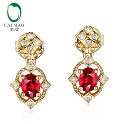 14kt Gold Ruby & Diamond Drop Earrings for Her