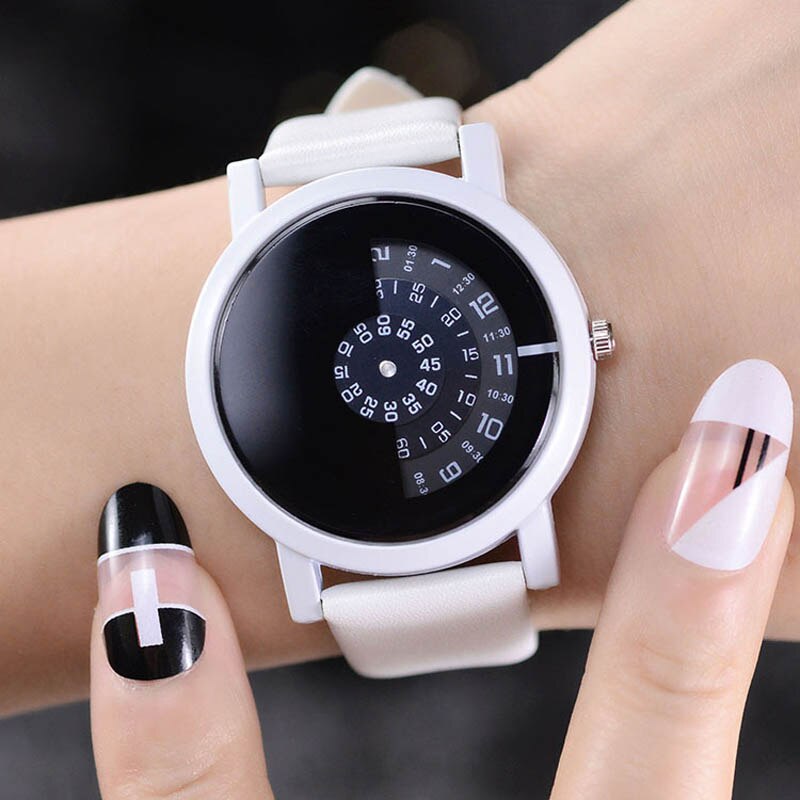 Fashion Women Men Quartz Watch Lovers Couple PU Leather Wristwatch Simple Turntable Clock Gifts @17 TT@88