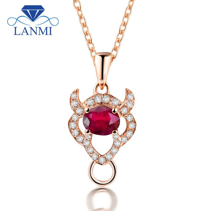 18K Rose Gold Diamond and Ruby Pendant for Her