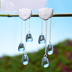 Sterling Silver Crystal Charm Drop Earrings for Women