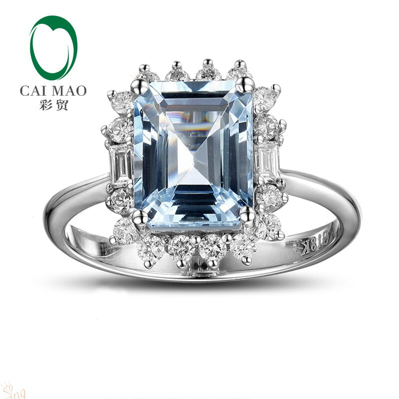 14k Gold Aquamarine Engagement Ring for Her