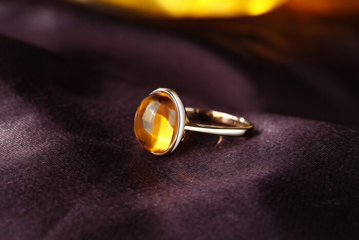 14K Yellow Gold Citrine Solitaire Ring