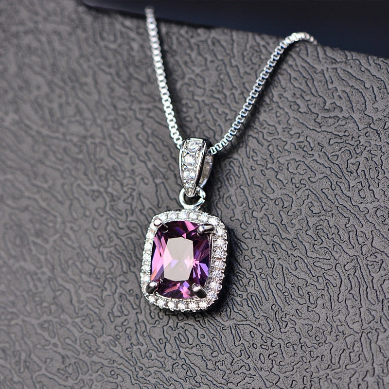 Sterling Silver Emerald Pendant Necklace for Women .