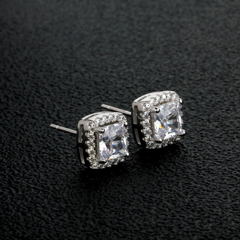 Classic Square 6mm Zirconia 925 Sterling Silver Stud Earrings