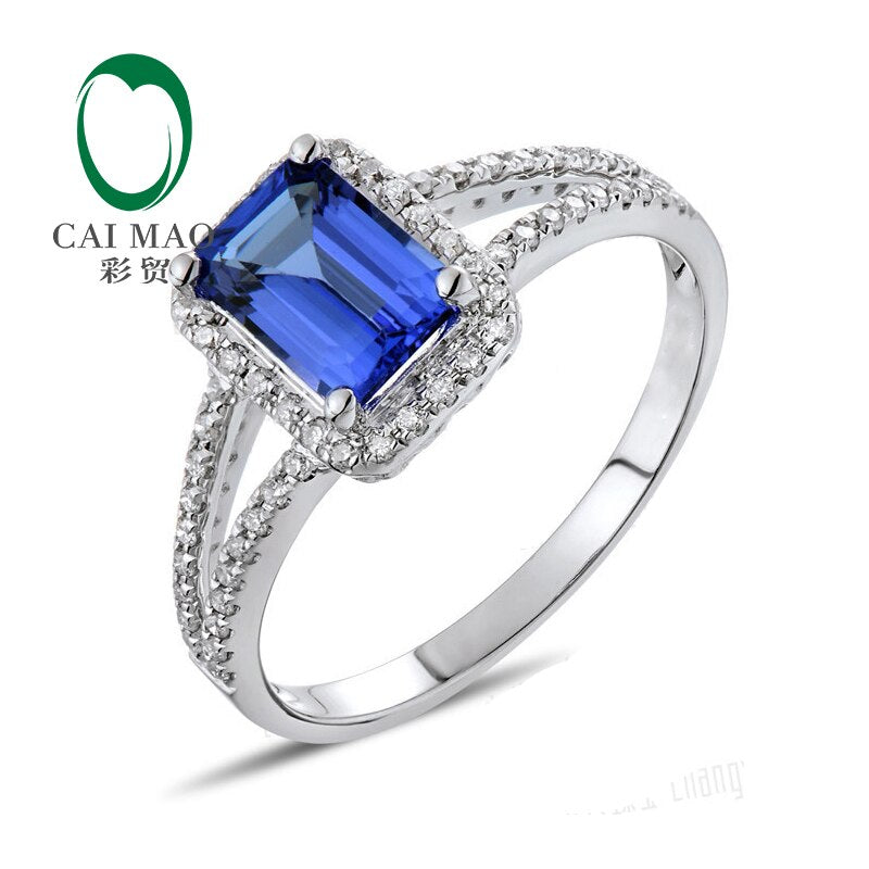 14kt White Gold Emerald, Violet Tanzanite & Diamond Ring for Women