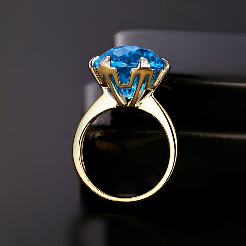 14kt Yellow White Gold 9.68ct Blue Topaz Engagement Ring