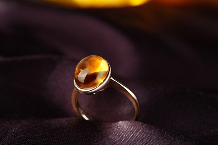 14K Yellow Gold Citrine Solitaire Ring