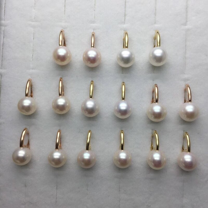 18K Gold Hoop Earrings with 9.5mm Pearls for Women