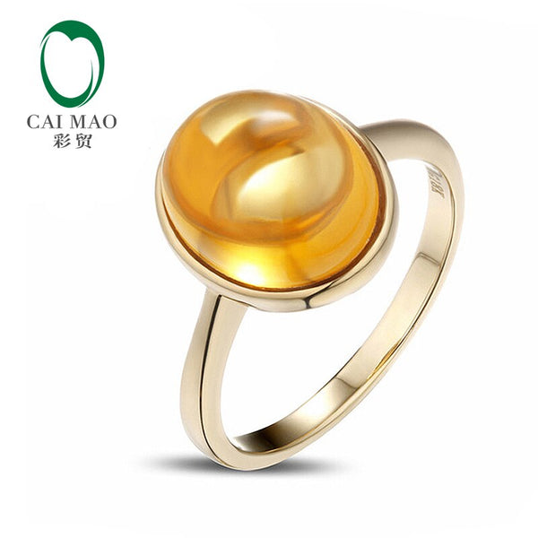 14K Yellow Gold Citrine Solitaire Ring