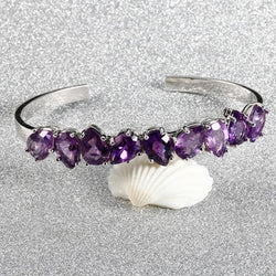 Silver Charm Natural Amethyst Bracelets Bangles For Women 925 Sterling Silver Jewelry Luxury Anniversary Engagement Party Gifts