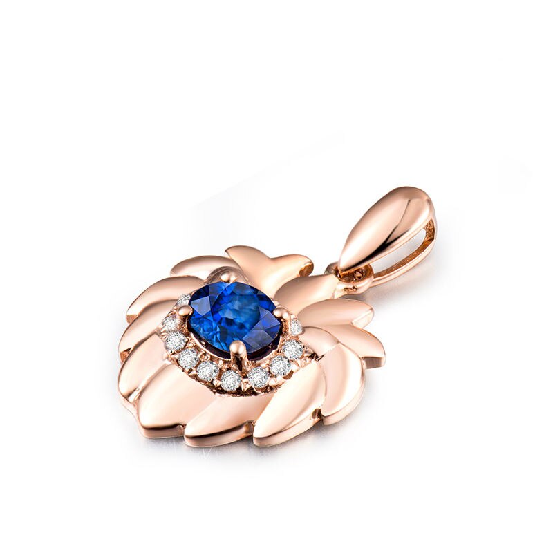 18K Rose Gold Diamond and Sapphire Pendant for Women