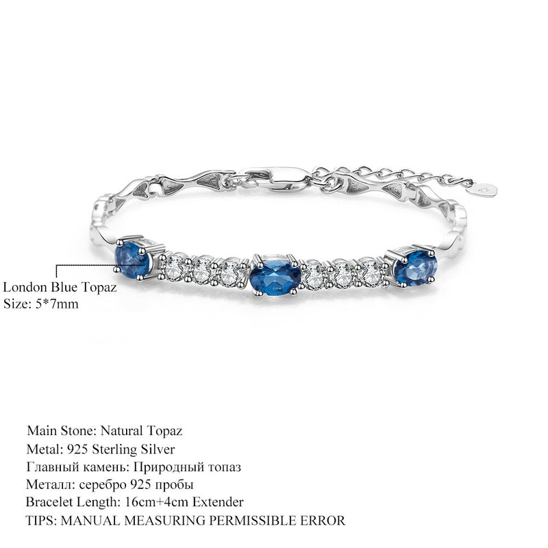 925 Sterling Silver London Blue Topaz Bracelet for Women