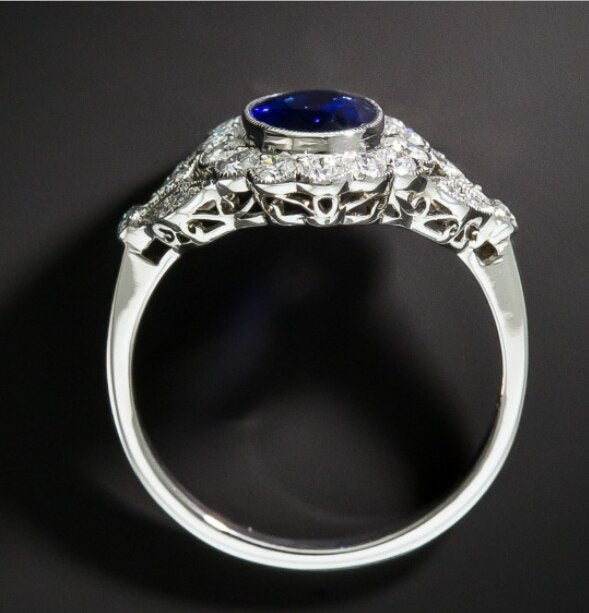 Vintage Fashion Jewelry 925 Sterling Silver Princess Ring Blue AAA CZ Eternity Court Women Wedding Engagement Band Ring for Love