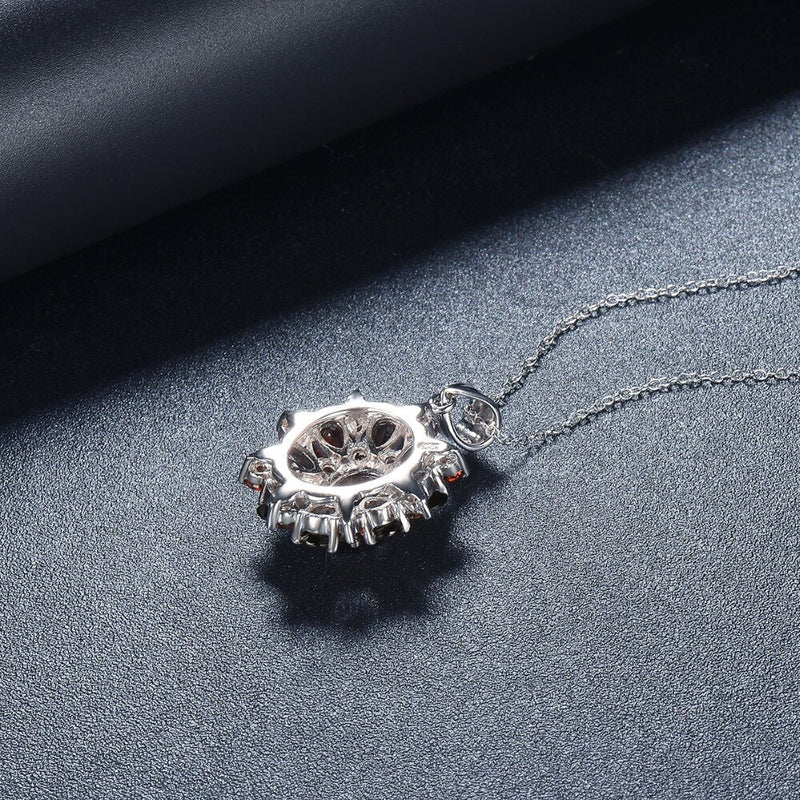 Hutang 925 Sterling Silver 7.54ct Natural Black Garnet Pendant Necklace