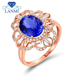 18K Rose Gold Tanzanite and Diamond Ring for Women