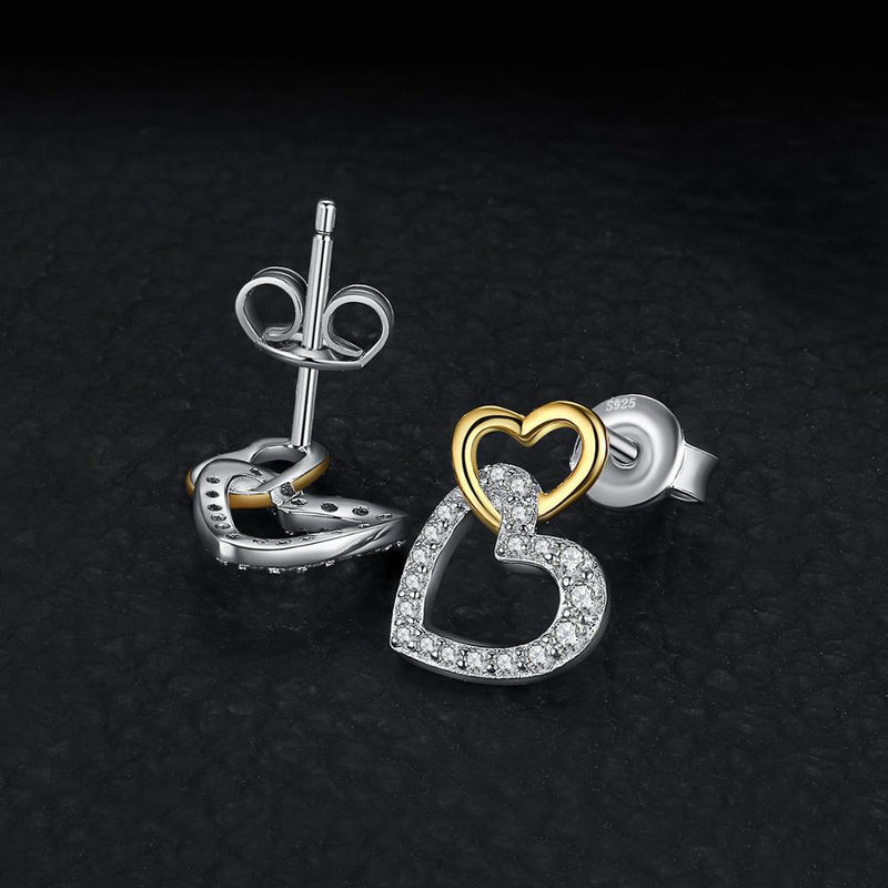 925 Sterling Silver, Cubic Zirconia Heart Stud Earrings for Women