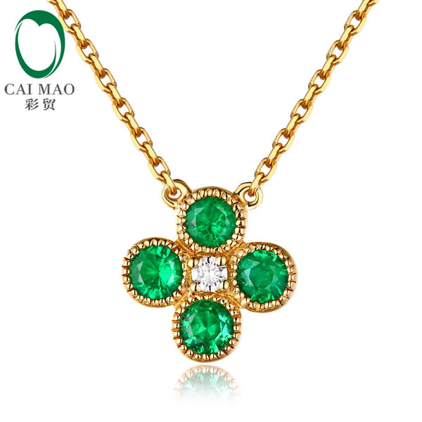 18kt Yellow Gold Emerald and Diamond Pendant for Her