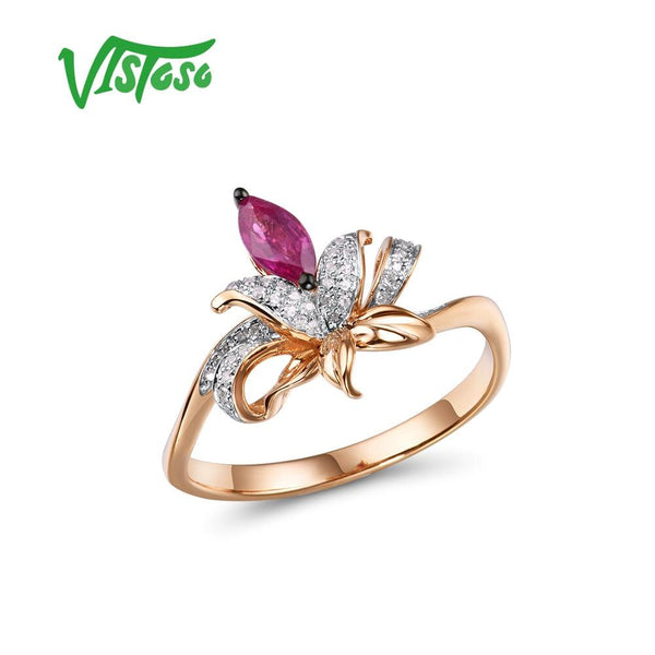 14K Rose Gold Ruby and Diamond Ring for Her