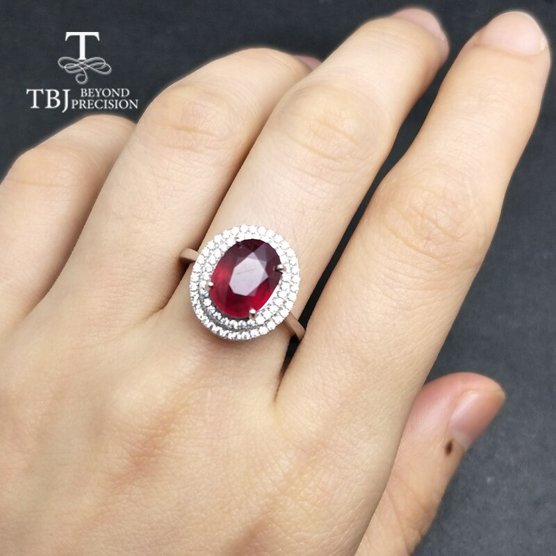 TBJ 925 Sterling Silver Elegant Ring with Natural Ruby