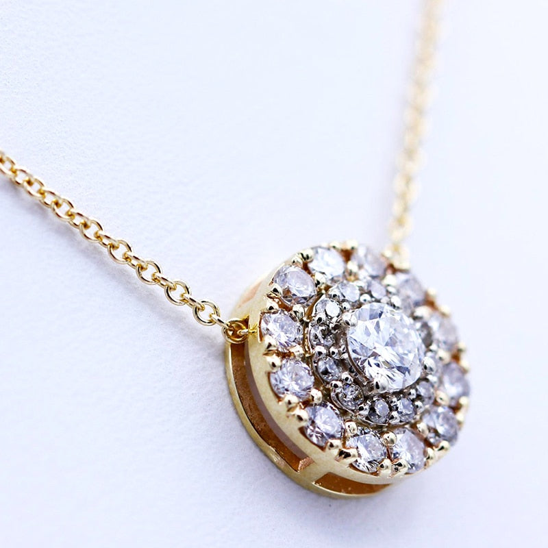 10K White & Yellow Gold Lab Grown Moissanite Diamond Pendant Necklace for Her