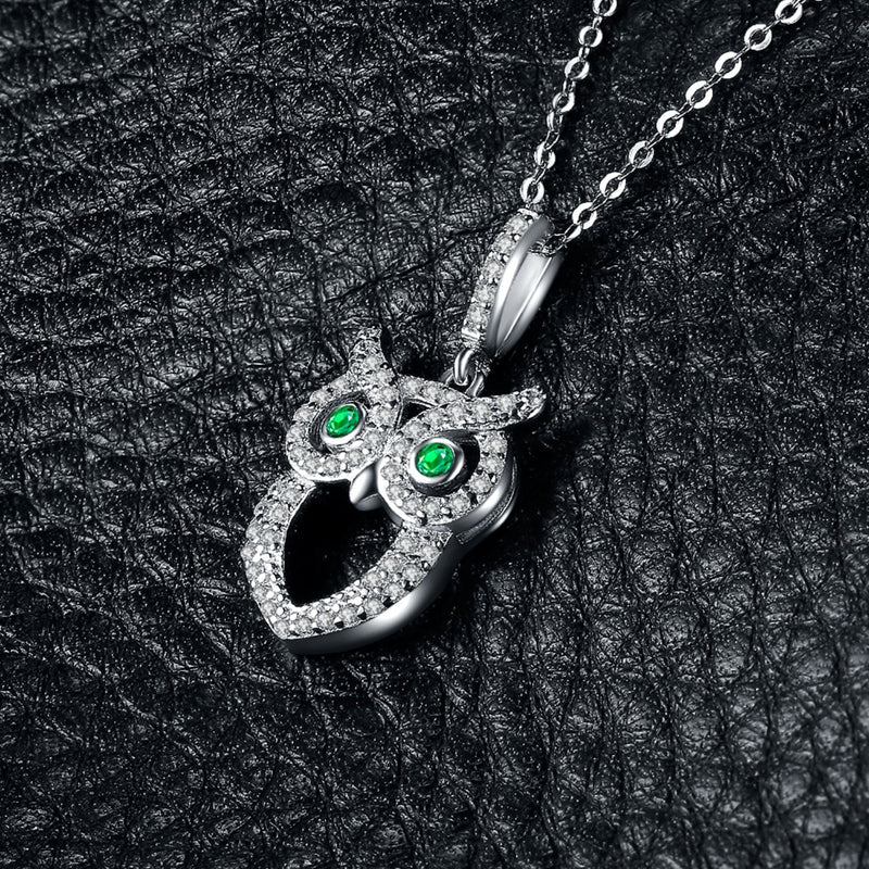 Sterling Silver Simulated Nano Emerald Pendant Necklace for Woman