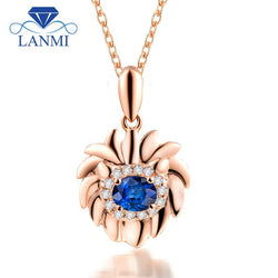 18K Rose Gold Diamond and Sapphire Pendant for Women