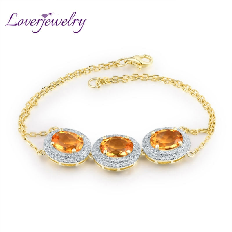 14K Yellow Gold Citrine & Diamond Bracelet for Her