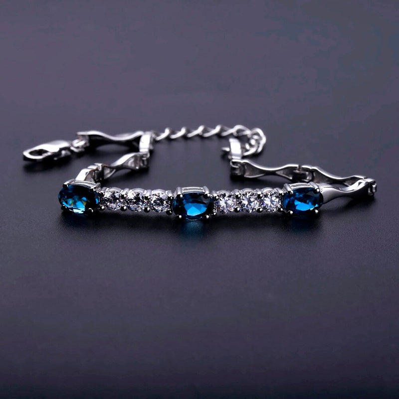 925 Sterling Silver London Blue Topaz Bracelet for Women