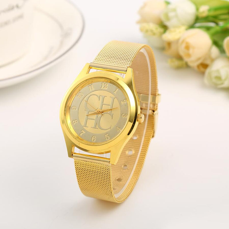 New Brand Gold Geneva Casual Quartz Watch Women Metal Mesh Stainless Steel Dress Wrist Watches Relogio Feminino Clock Hot Sale