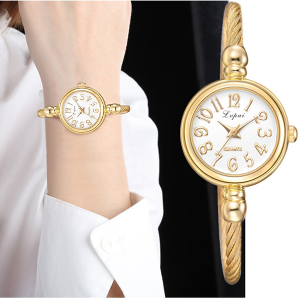 Lvpai Casual Thin Stainless Steel Bangle Quartz Women Wristwatch