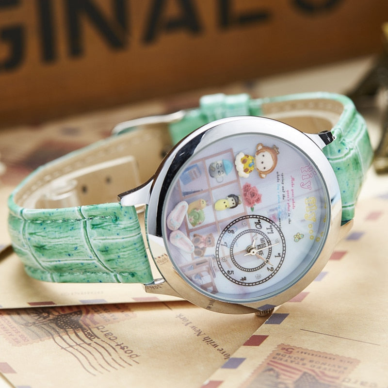 Monkey Miss Keke 3d Clay Cute Mini World Kids Watches Relogio Feminino Ladies Women Quartz Leather Wristwatches 008