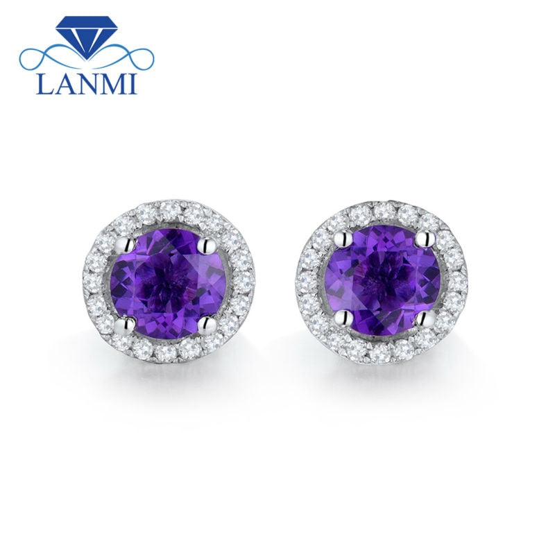 14kt White Gold Purple Amethyst Earrings.