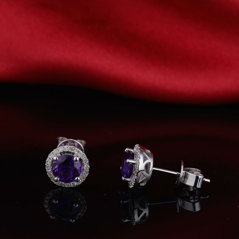 14kt White Gold Purple Amethyst Earrings.