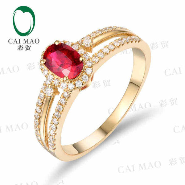 18K Yellow Gold 0.96 ctw Ruby & Diamond Ring for Her