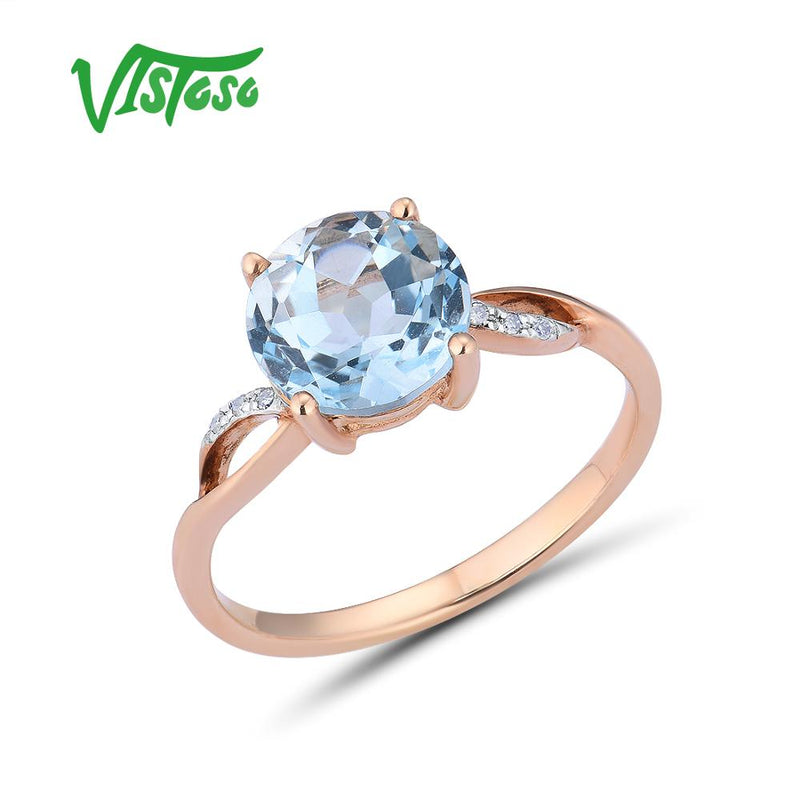 Rose Gold Blue Topaz and Diamond Jewelry Set for Women