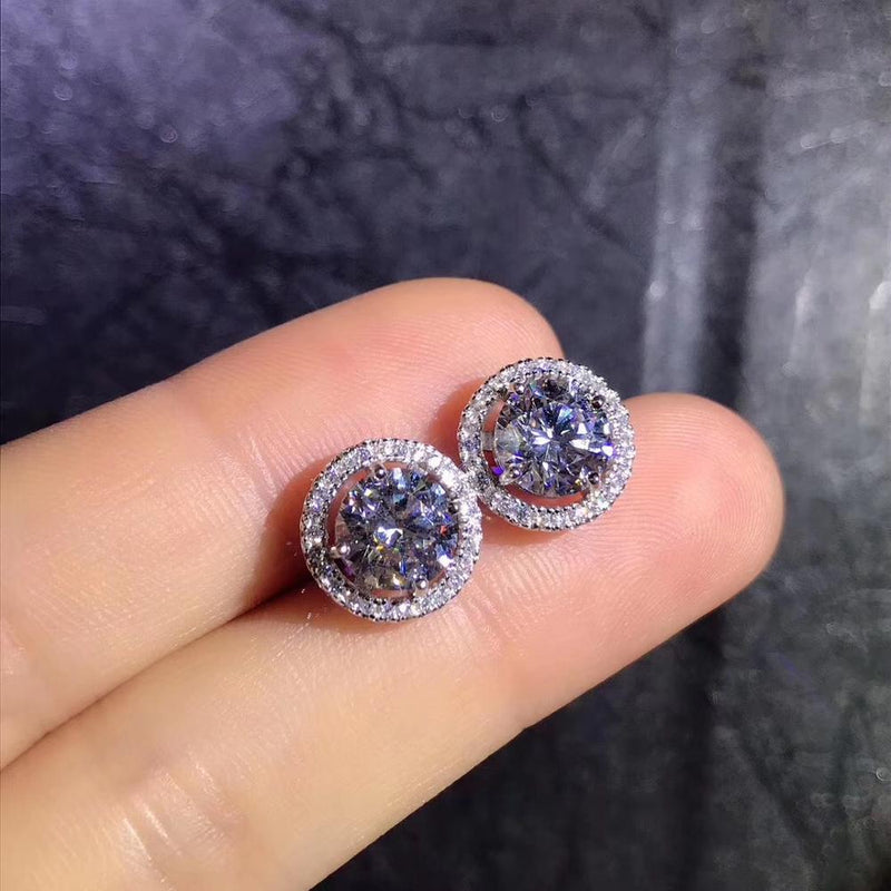 1.00ct round cut Moissanite 925 sterling Silver Earrings