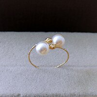 Sinya Au750 18K Gold Natural Freshwater Pearls Elastic Ring