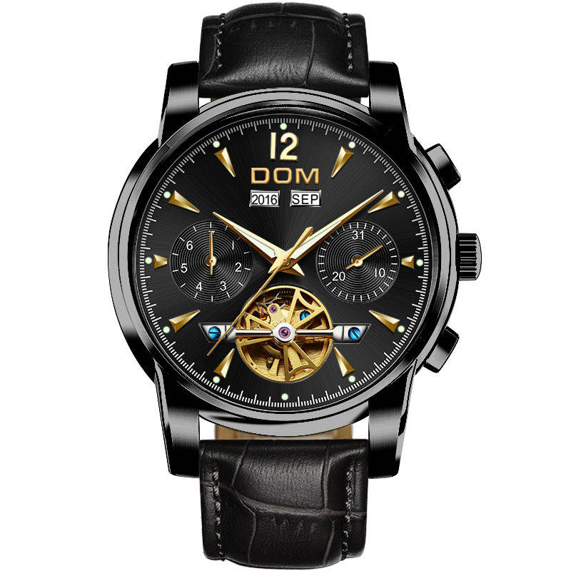 DOM Mechanical Automatic Waterproof Full-Steel Retro Watch Men